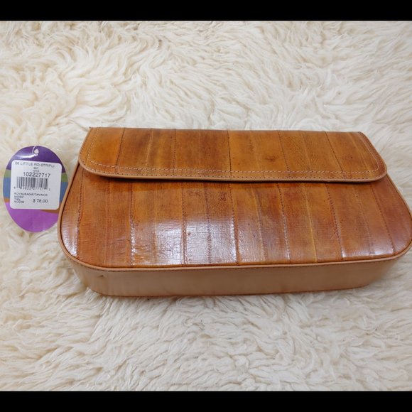 MODA SPANA Eel Skin Clutch/Purse, Tan - Picture 2 of 16